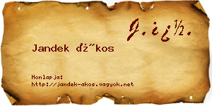 Jandek Ákos névjegykártya